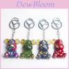Crystal Stone Bear Pendant With Natural Gemstones For Car Keychain And Gift Use