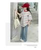 Girls' Summer Retro Striped Short-Sleeved T-Shirt
