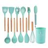 12-Piece Silicone Kitchenware Set with Wooden Handles: Non-Stick Cooking Spatulas and Tools