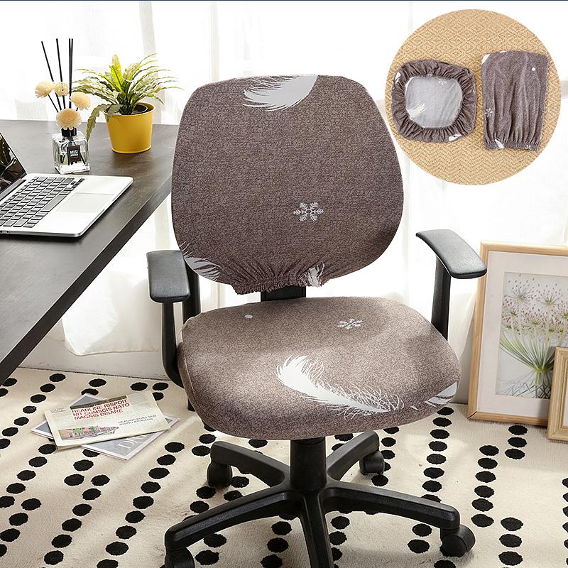Universal Split Seat Cover Office Chair Cover Stretch Spandex Computer Anti-Dust Armchair Slipcovers Removable Seat Protector