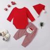 Vánoční Novorozenec Kojenec Batole Kojenec Sady oblečení 3M 6M 12M 18M Letter Santa Dlouhý rukáv Převlečka s dlouhým rukávem Pruhované kalhoty Vánoční outfit