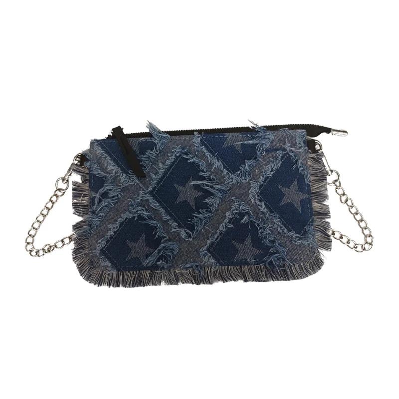 Women's Shoulder Bags New Fashion Crossbody Bags Mini Pattern Denim High Quality Trendy Chain Color Matching Handbags for Women