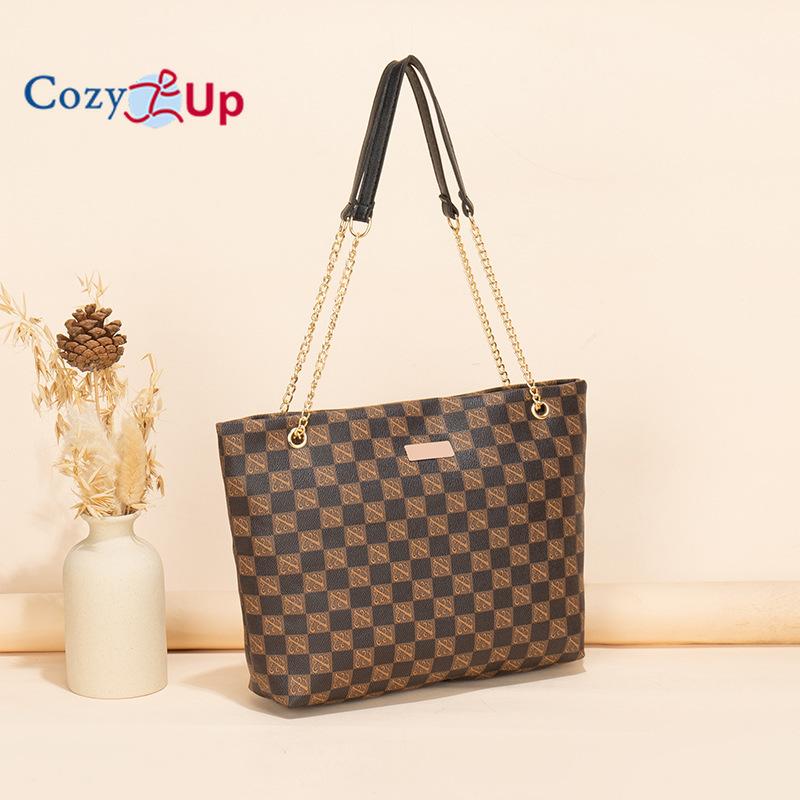 Женская сумка-тоут Cozy Up с геометрическим принтом и блестящей декоративной цепочкой — фото 11