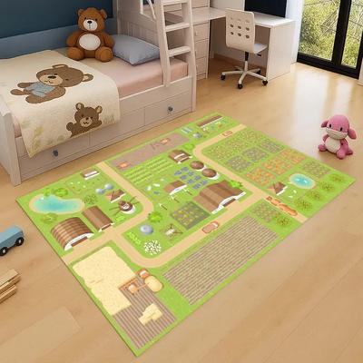 Farm Play Rug Kids Educational Activity Mat Living Room Bedroom Home Decoration Retro