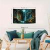 2D Fantasy Moon Waterfall Wall Tapestry Fairy Tale Castle Background Cloth for Home