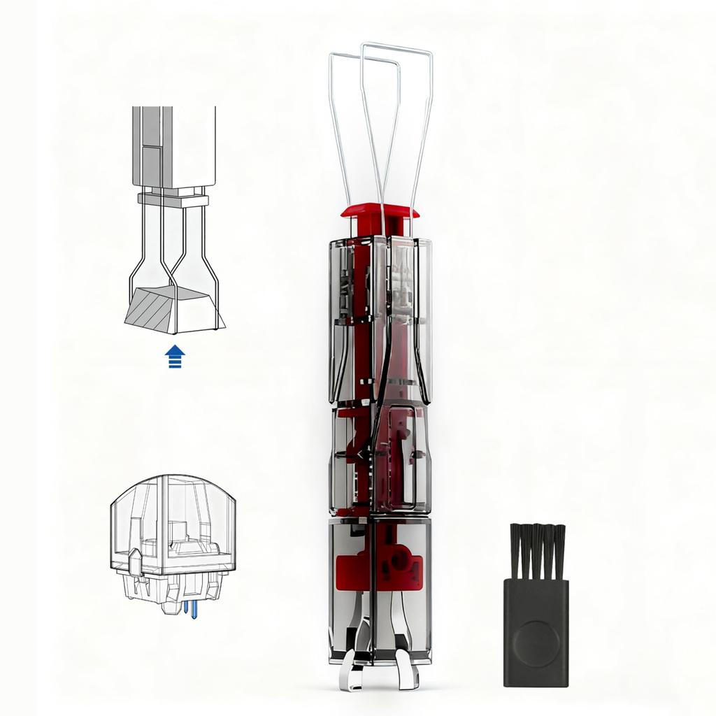 Denkouozi 2-in-1 Keycap Remover, Dual-Use, Keyboard Cleaner, Key Puller, 304 Stainless Steel with 1 Brush, Hot-Swap Keyboard, Translucent Black,