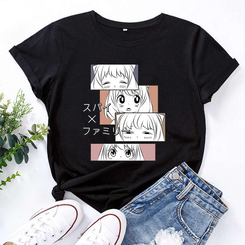 

Kawaii Anya Forger Print Shirt Anime Pattern Women s Casual Short Sleeve T-Shirt 4XL
