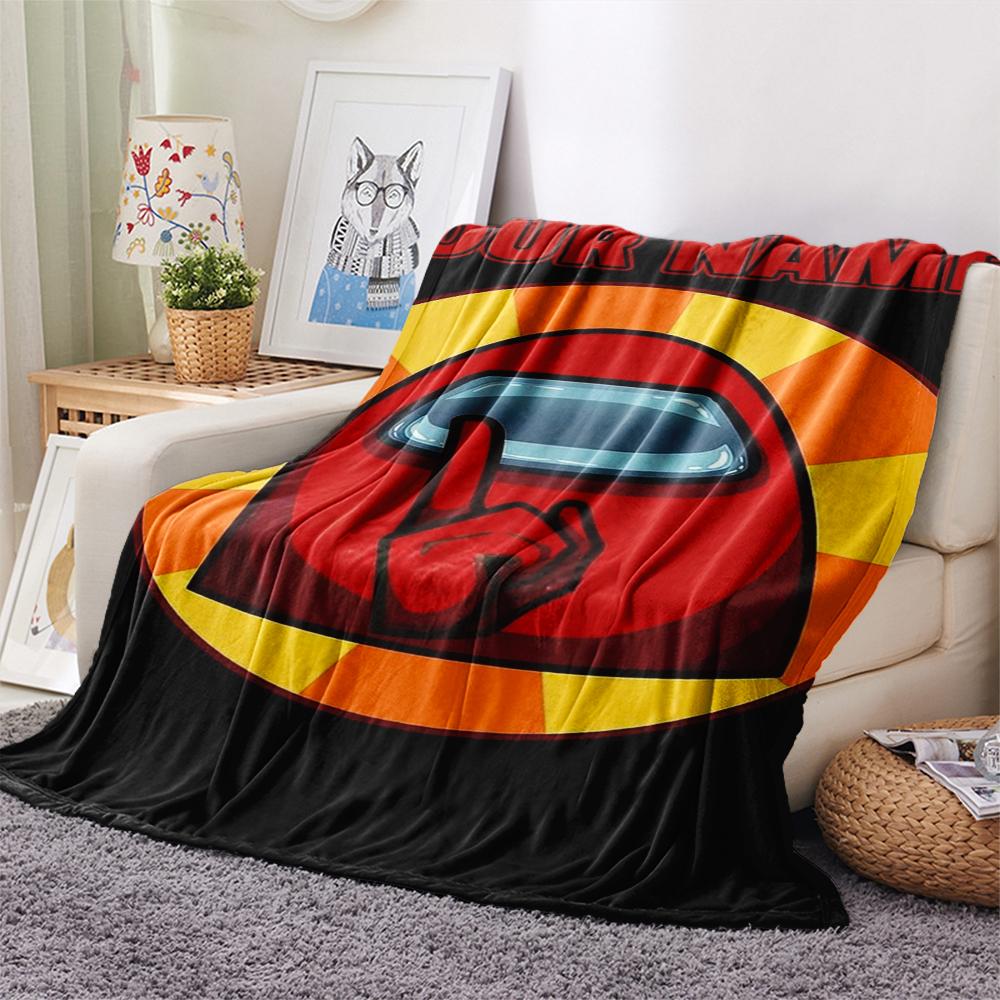 1PC Custom Name Among us Patterned Flannel Blanket Suitable For All Seasons for Home Decor Warmth and Comfort Gifts Holiday Present