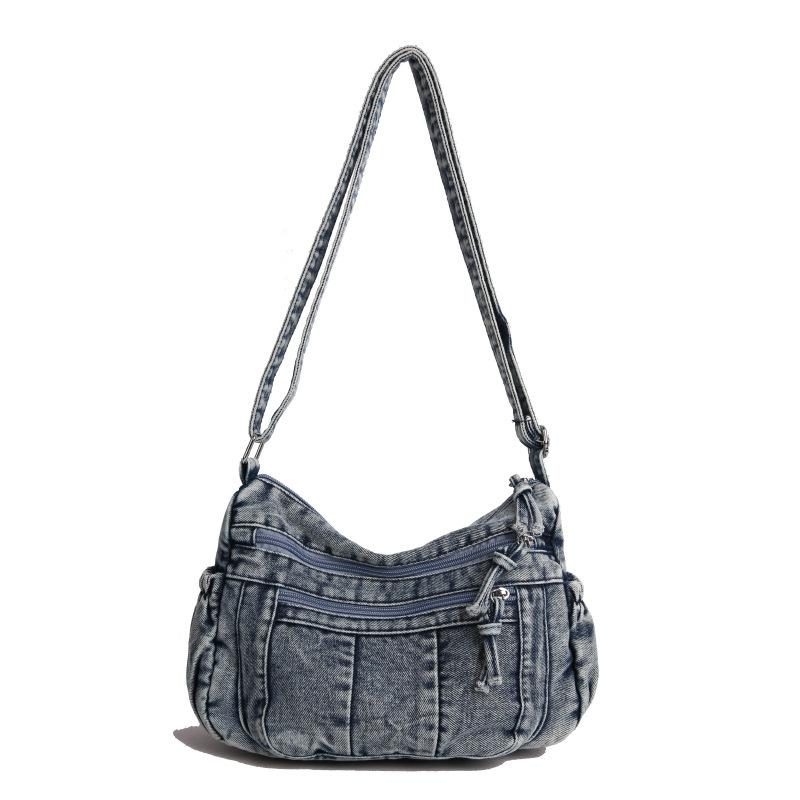 Retro Denim Bag Women's New Fashion Commuter Tote Bag Casual Simple Large Capacity Shoulder Crossbody