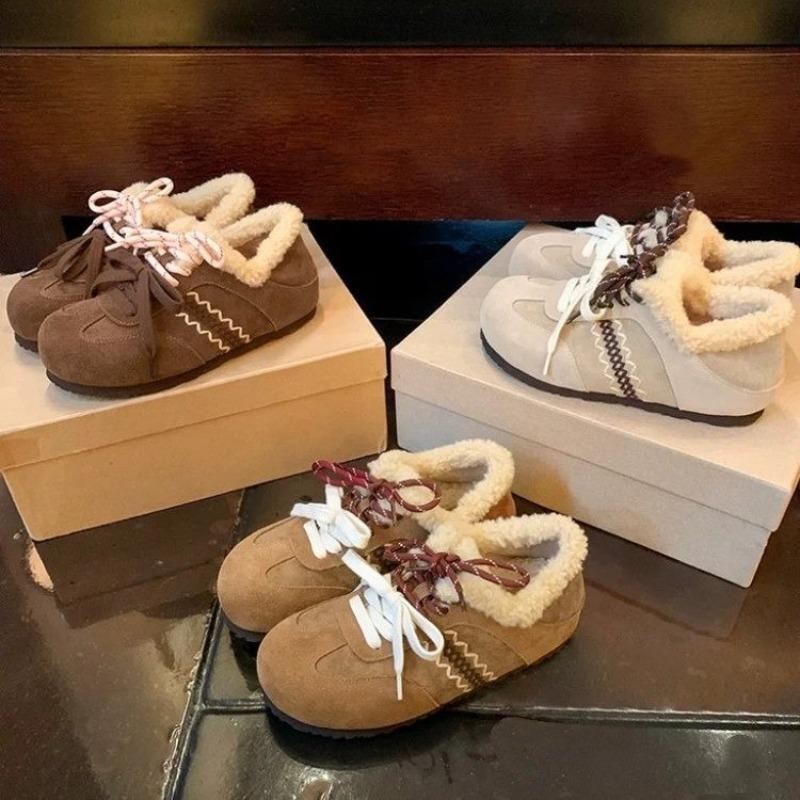 Baotou chestnut buns keep warm in winter mandarin duck shoelaces increase the height of wool integrated women