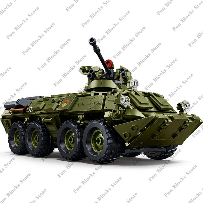 SLUBAN Militär BTR-80 AS IFV Panzerwagen Fahrzeug Modell Bausteine Sets Soldat Figuren Ziegel Kinderspielzeug