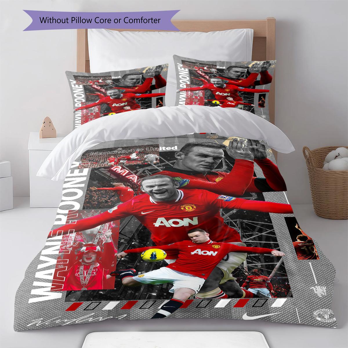 

Man Utd RugPattern Bedding Quilt Set Quilt Cover Pillowcase Home Decoration Birthday Gift (1 * duvet cover + 2 * pillowcase, without core) 135x200cm