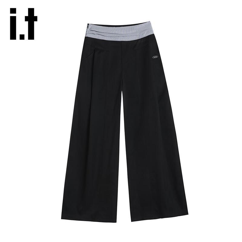 Izzue It Women's High-Waist Patchwork Wide-Leg Trousers