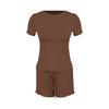 New European & American Women's Slim Fit Round Neck Short-Sleeve T-shirt Set