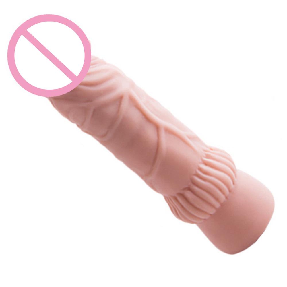 Reusable Penis Sleeve Extender Realistic Penis Condom Silicone Extension Sex Toy for Men Cock Enlarger Condom Sheath Delay