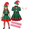 Girls Boys Christmas Elf Costume Xmas Santa Claus Green Elf Dress Kids Outfits Cosplay Clothing Xmas Gifts