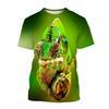Kids 3D Printed Chameleon Lizard Round Neck Short Sleeve Tees Trendy Casual Tops For Daily Outdoor Play And Relaxing Summer Street Occasions