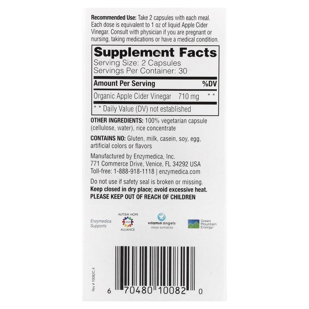 Apple Cider Vinegar with Herbs, 60 Veggie Capsules (355Mg Per Capsule)