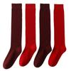 Autumn And Winter Stockings Children'S Red High Tube Calf Socks Solid Color Strips Stacking Socks And Knee Natal Year Red Socks