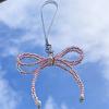 Adorable Phone Charm Chain Ornament Glass Beaded Bowknot Keychain Pendant Piece