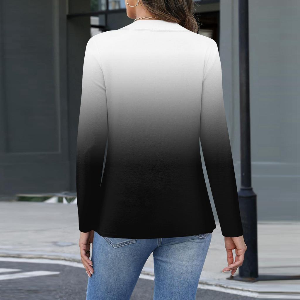 Damenmode Lässig Bedrucktes Button-Down-Hemd Langarm-Tops