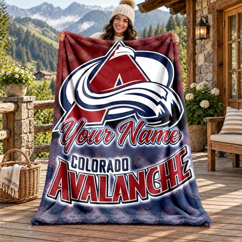 Colorado Avalanche Benutzerdefinierter Name Flanelldecke Personalisierte Weiche Warme Plüschdecke Personalisierte Geschenkidee für Familie Freunde