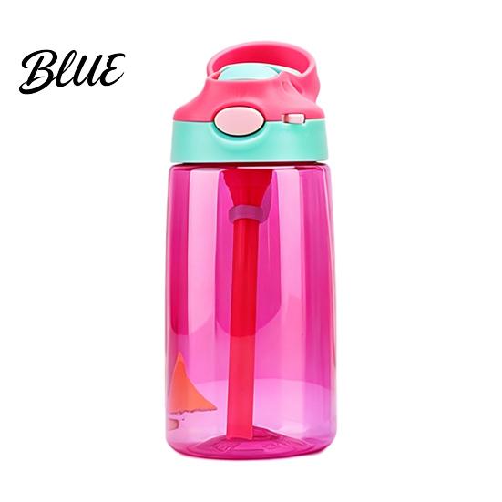 Anti Choking Training Bottle for Kids Cartoon Sippy Cup 470ml Water with Straw Adjustable Strap Pop Up Cup Outdoor Activities Lid Flip Top