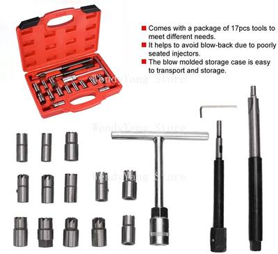 17PC Vier sätze Diesel Injektor Sitz Cutter Cleaner Tool Set Carbon Remover