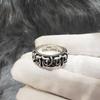 Personalized Sterling Silver Vine Ring for Couples – Trendy Unisex Retro Band
