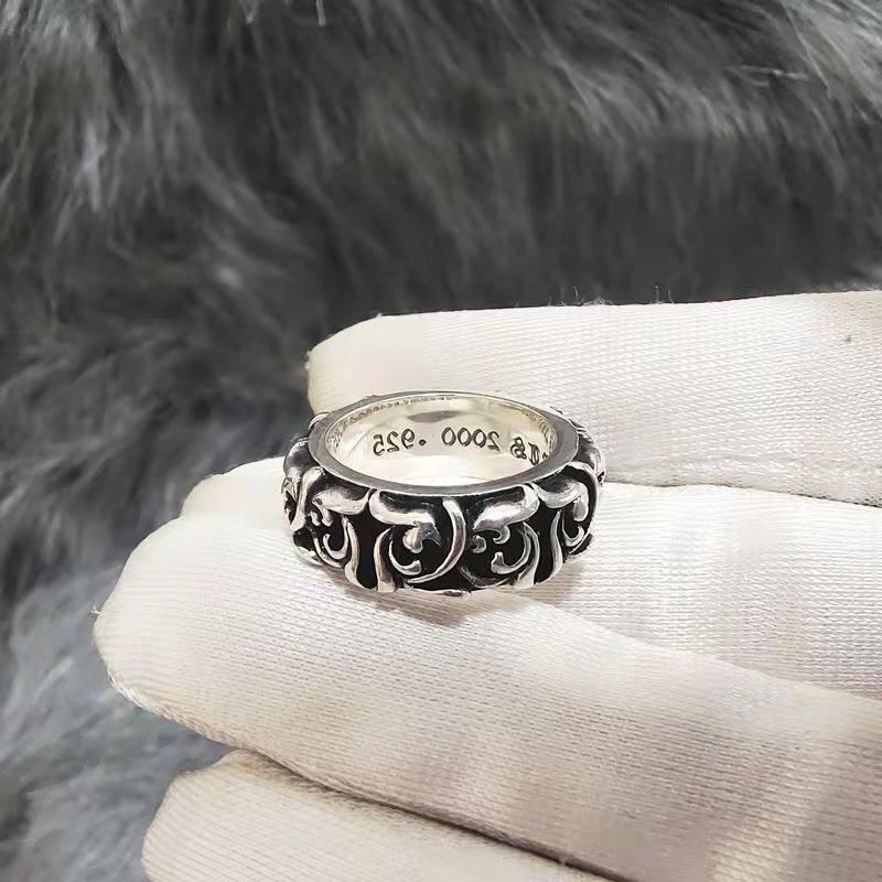 Personalized Sterling Silver Vine Ring for Couples – Trendy Unisex Retro Band