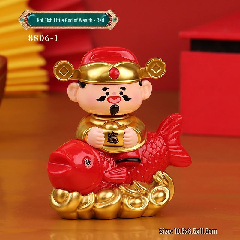 Solar-Powered Fortune God Waving Ornament - Stress Relief & Festive Charm for Car or Office, Perfect Birthday Gift