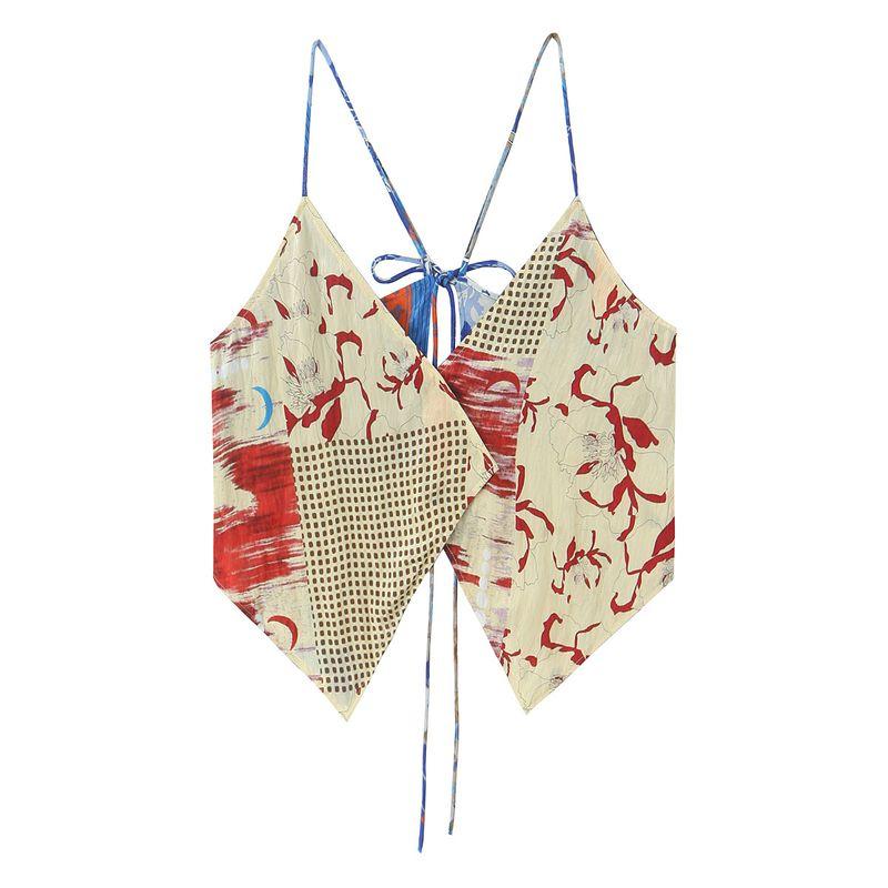 

ZA New arrival women s clothing ZR Fashion style Export fashion Joker two-sided asymmetric Print Tops 4786010 Red Flower color L