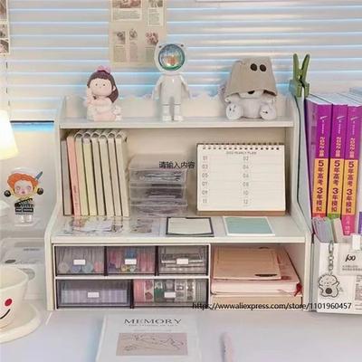 Speicherplatz erweitern mit zweistöckigem Schreibtisch-Organizer-Regal für Zuhause und Büro Ins-Stil-Regal für Bücher und Schreibwaren