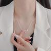 Shiny Pink Bow Heart Zircon Jewelry Set Necklace Bracelet for Women Trendy Y2K Style Accessory Gift for Teens