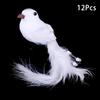 6/12Pcs Realistic White Artificial Feather Birds Fake Doves Foam Bird Figurines with Pearl Sccents
