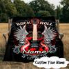 Custom Name Cartoon Guitar Blanket  Ideal Bedding Blanket Perfect for Travel, Camping, Living Rooms, Offices, Sofas, Fan Christmas gift