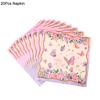 Pink Butterfly Disposable Tableware Set Paper Plates Cup Tablecloth Girls Butterfly Theme Birthday Party Decoration Supplies