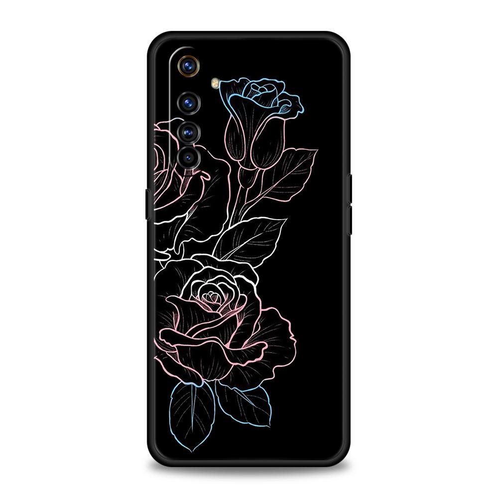 Dragon Flower Grass Line Art Phone Case For Realme 10 9 8 5G 7 6 GT2 Pro Plus 9i 8i C21 C11 C25 C35 GT Neo 2 3 3T Soft Cover