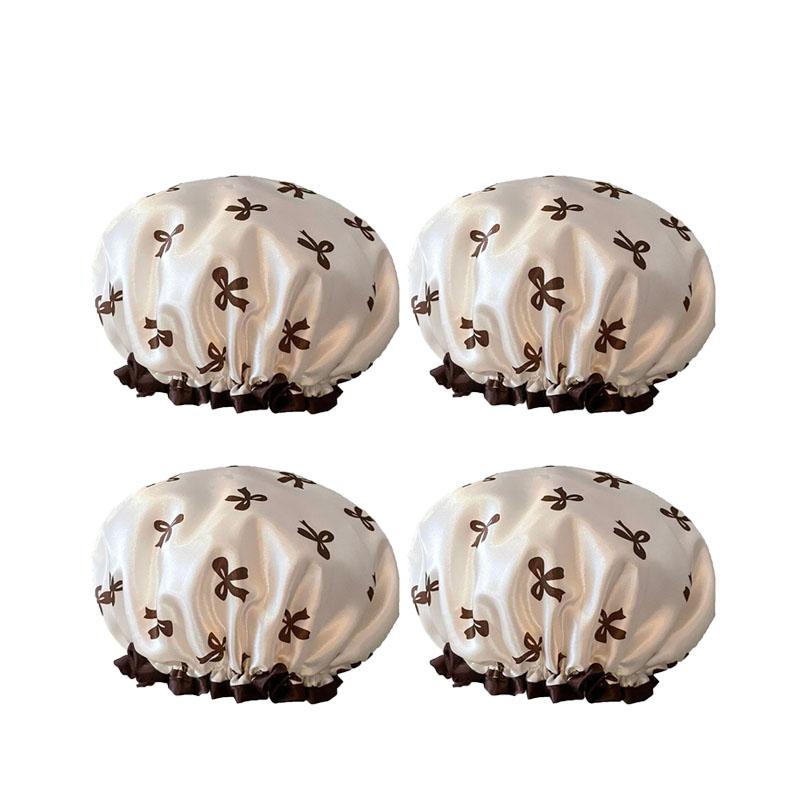 1-6PCS Adult Female Household Cute Double-Layer Thick Waterproof Shower Cap Hair Cap Head Cover Hat Kitchen Oil Fume Proof Hat