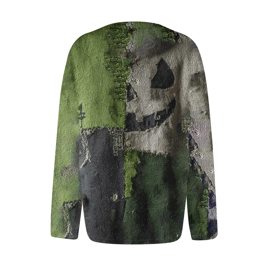 Women's Fashion Printed Long Sleeve Knitted Cardigan Button Down Jacket