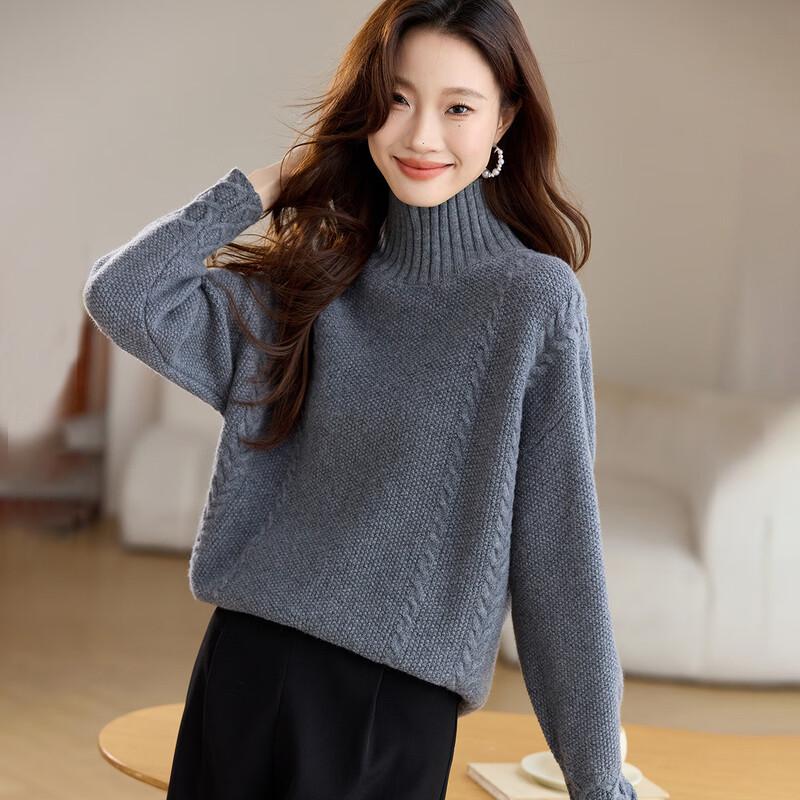 

Srcr Women s 100% Wool Thick High-Neck Sweater L