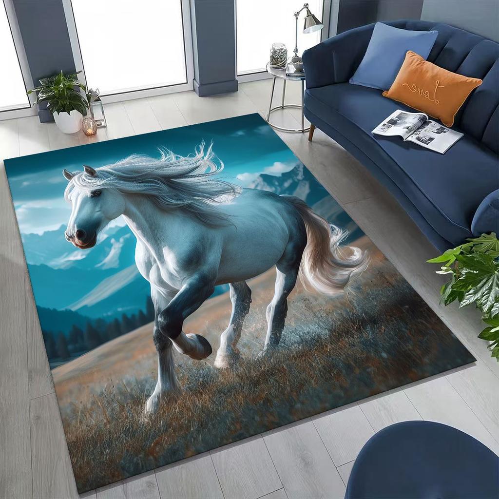 Traum Galopp Ross Pferd Mustang Cartoon Kunst Teppich Teppich für Schlafzimmer Wohnzimmer Sofa Haus Fußmatte Dekor, Kinder Rutschfeste Bodenmatte