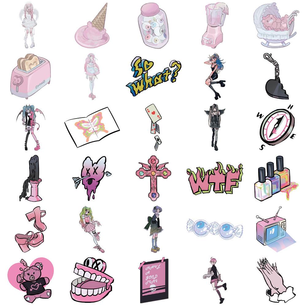 60 Cartoon Domi Style Girl Doodle Stickers Decorative Suitcase Pen Guitar Notebook Waterproof Explosive