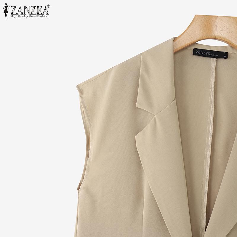 ZANZEA Chaleco Cárdigan de Verano para Mujer Holgado Casual sin Mangas