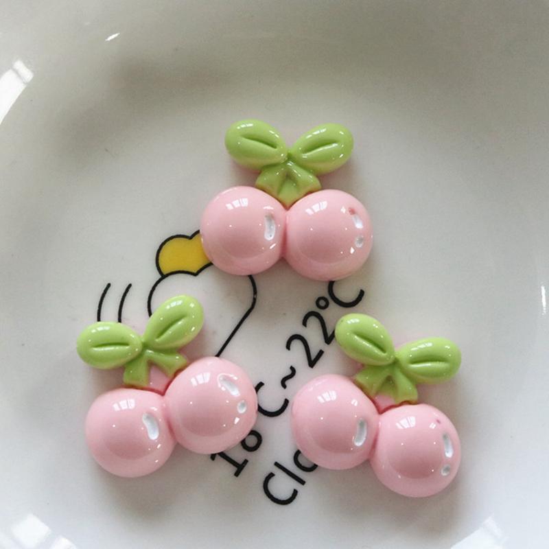 10Pcs New Cute Resin  Mini Cartoon Strawberry Cherry Grape Series Flat Back Parts Embellishments For Hair Bows Accessories