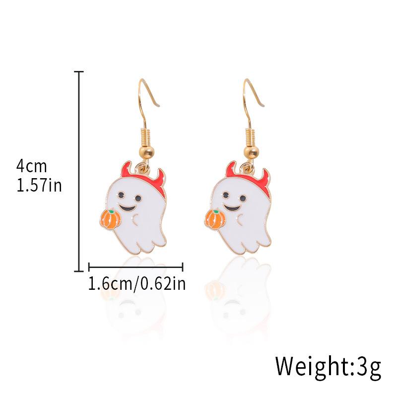 Halloween Earrings Cartoon Ghost Kid Earrings, Dripping Oil Cute Reaper Pumpkin Earrings Horror Earrings