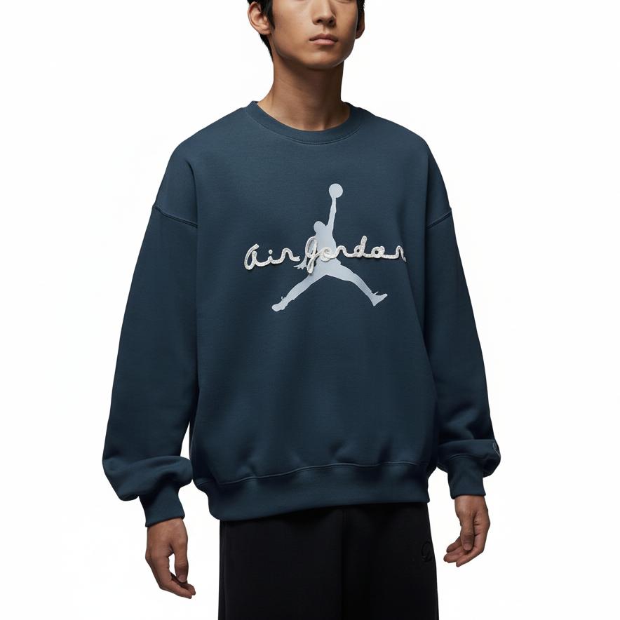 Jordan Printed Knit Crew Neck Simple Pullover Drop Shoulder Long Sleeve Sweatshirt Men Sweatshirt IF1846-464 S