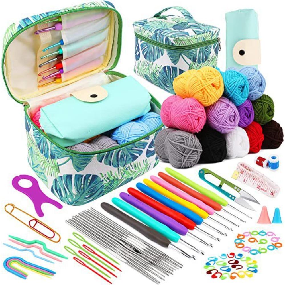87-Piece Beginner Crochet Set, Plastic Sewing Needle Sewing Mark Storage Bag Knitted Material Package светло-зеленый