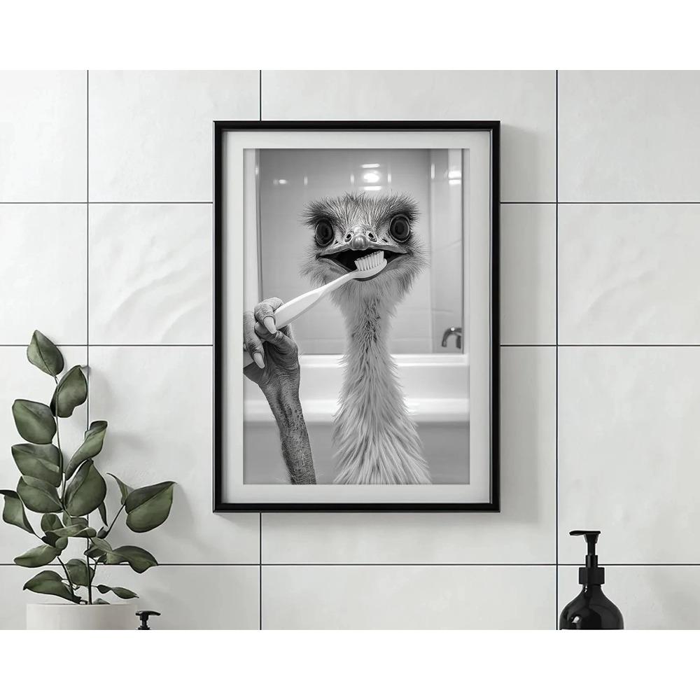 Zähneputzen Tierkunst Poster Löwe Affe Pferd Kaninchen Hund Katze Adler Lustige Badezimmer Wandaufkleber Badezimmertiere Hausdekoration