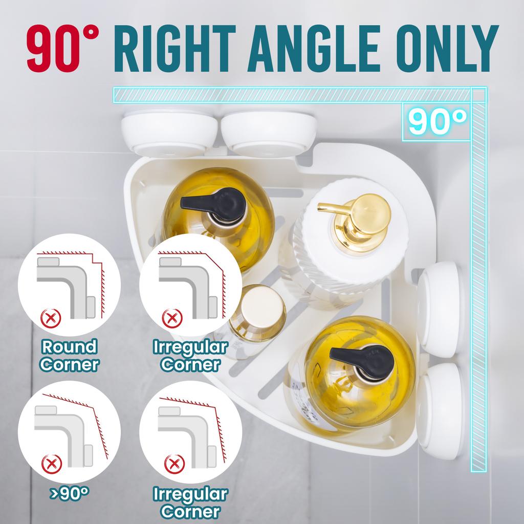 TAILI Eck-Duschablage Saugknopf Bohren Nicht erforderlich Abnehmbarer Duschkorb Leistungsstarke Saugkraft Badezimmer Duschregal Organizer